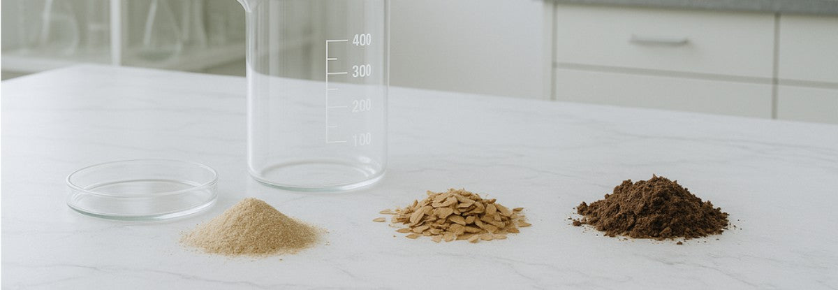 Kategorie Fecuhtebestimmer - Bild zeigt Tisch mit verschiedenen Prüfmaterialien und Reagenzglas